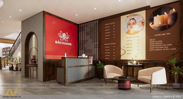 Quầy Lễ Tân Spa Dưỡng Sinh 8 Không gian nội thất tầng 1 của spa dưỡng sinh