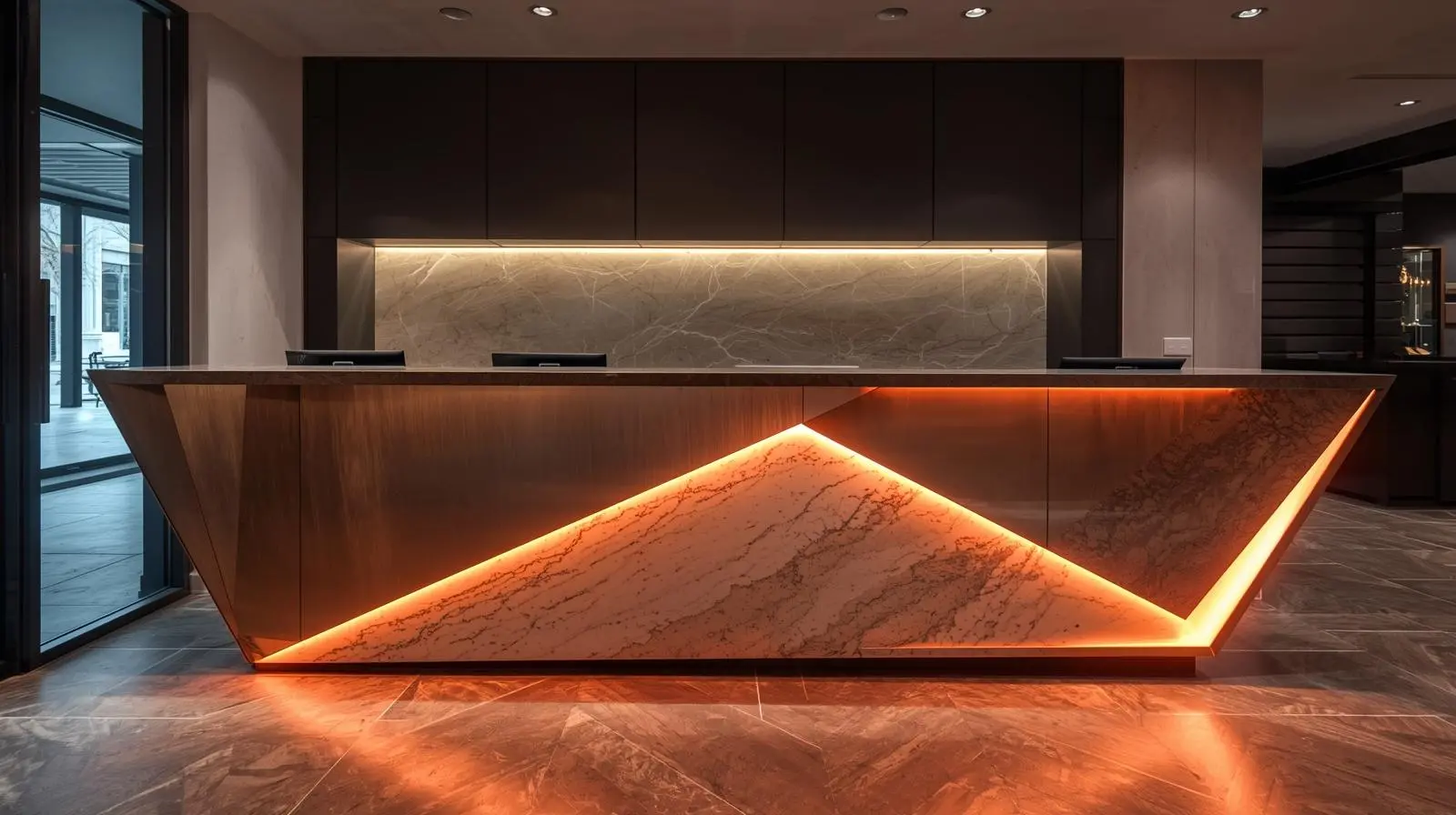 Đơn vị thi công quầy lễ tân 6 Don vi thi cong quay le tan 1