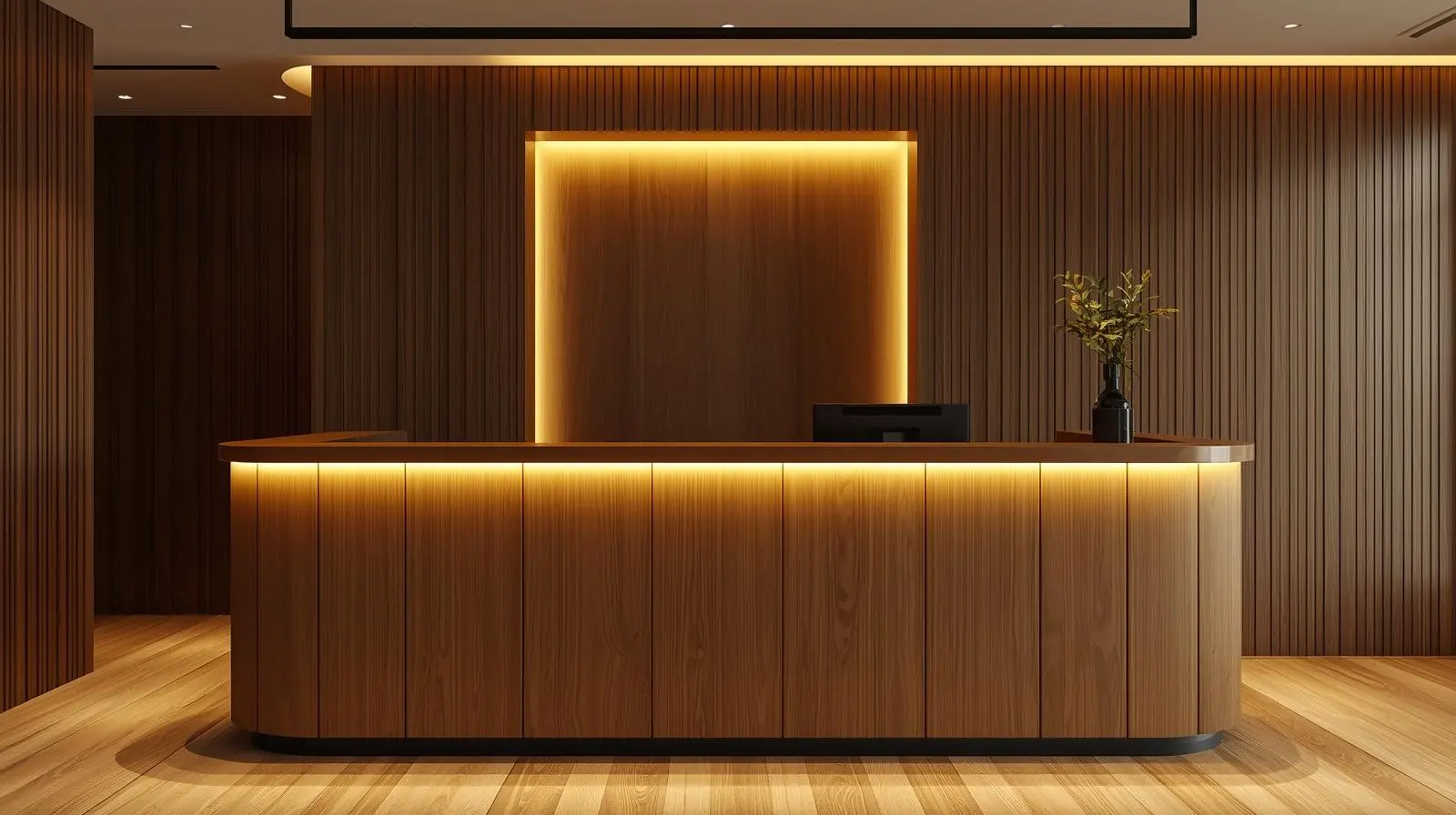 Đơn vị thi công quầy lễ tân 8 Don vi thi cong quay le tan 3