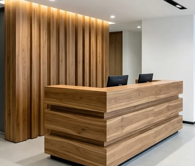 Làm quầy lễ tân theo yêu cầu 8 Lam quay le tan theo yeu cau 3 e1777357839944