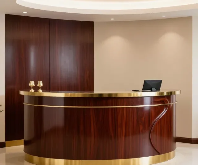 Làm quầy lễ tân theo yêu cầu 9 Lam quay le tan theo yeu cau 4 e1777357911703