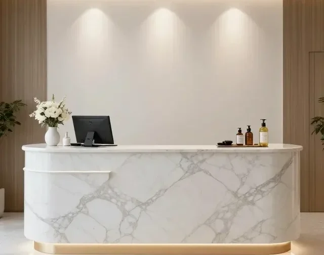 Mẫu quầy lễ tân spa đẹp hiện đại 6 Mau quay le tan spa dep hien dai 1 e1777281135668