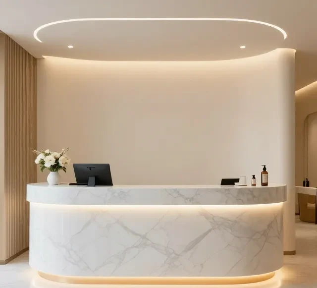 Mẫu quầy lễ tân spa đẹp hiện đại 9 Mau quay le tan spa dep hien dai 4 e1777281286349