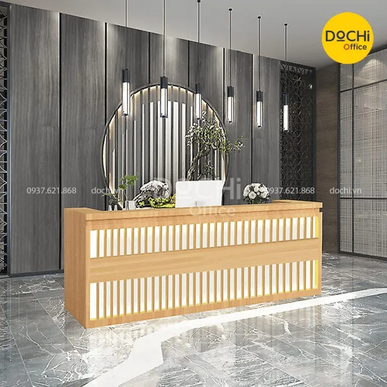 Mẫu quầy lễ tân đá cao cấp 5 quầy lễ tân gỗ công nghiệp MDF