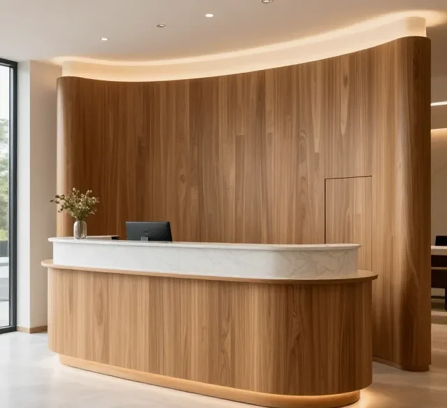 Quầy lễ tân cao cấp xu hướng mới 10 Quay le tan cao cap xu huong moi 5 e1777339421935