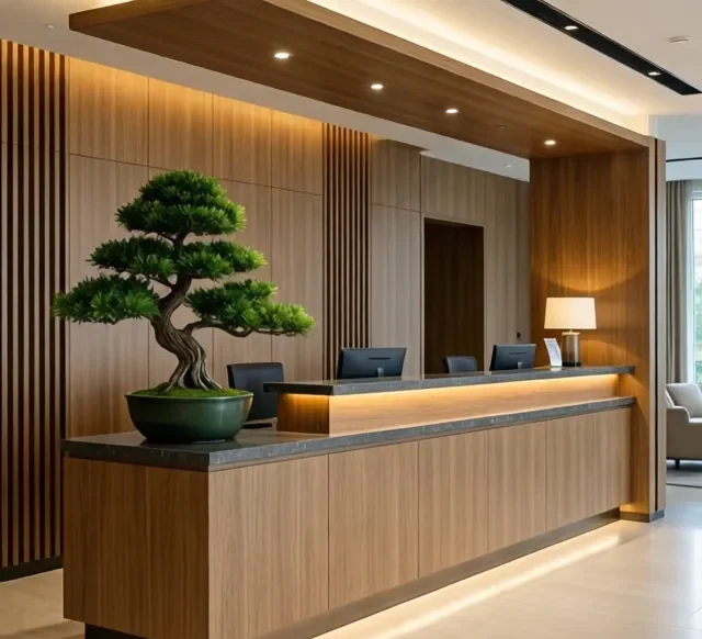 Quầy lễ tân chuẩn doanh nghiệp 7 Quay le tan chuan doanh nghiep 2 e1777344373943