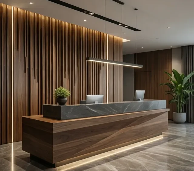 Quầy lễ tân chuẩn doanh nghiệp 9 Quay le tan chuan doanh nghiep 4 e1777344601564