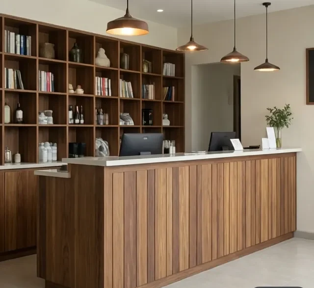 Quầy lễ tân có kệ 10 Quay le tan co ke 5 e1777363191553