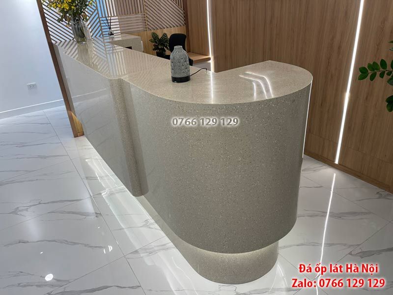 Quầy lễ tân đá marble cao cấp 6 quầy lễ tân mặt đá nhân tạo