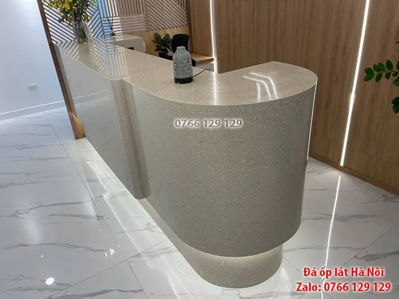 Quầy lễ tân đá marble cao cấp 6 quầy lễ tân mặt đá nhân tạo
