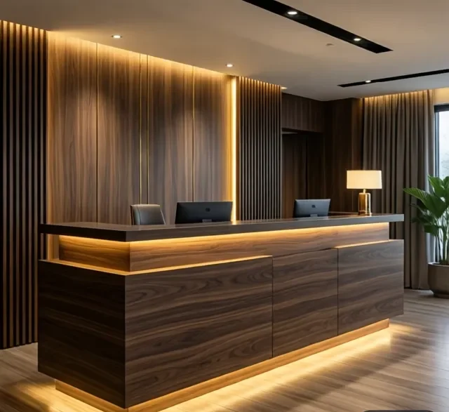 Quầy lễ tân decor đẹp 6 Quay le tan decor dep 1 e1777338300428