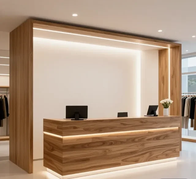 Quầy lễ tân decor đẹp 10 Quay le tan decor dep 5 e1777338451855