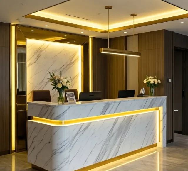 Quầy lễ tân đẹp cho khách sạn mini 6 Quay le tan dep cho khach san mini 1 e1777269932385