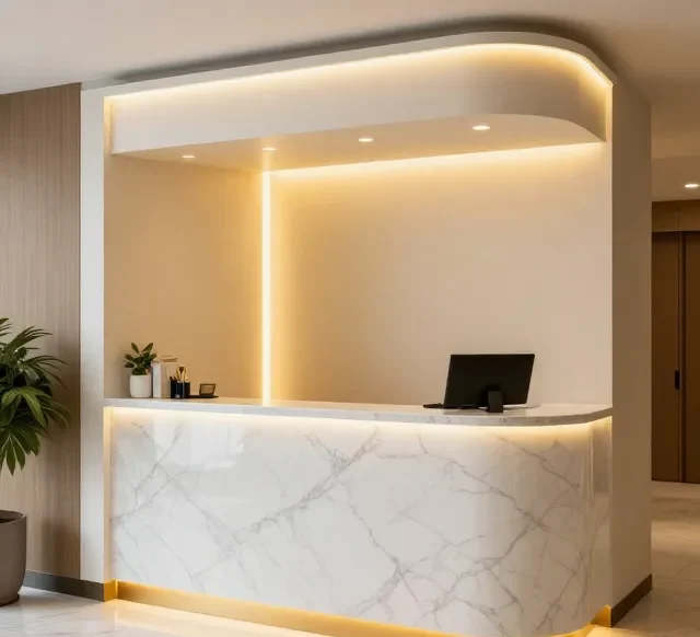 Quầy lễ tân đẹp cho khách sạn mini 7 Quay le tan dep cho khach san mini 2 e1777270018728