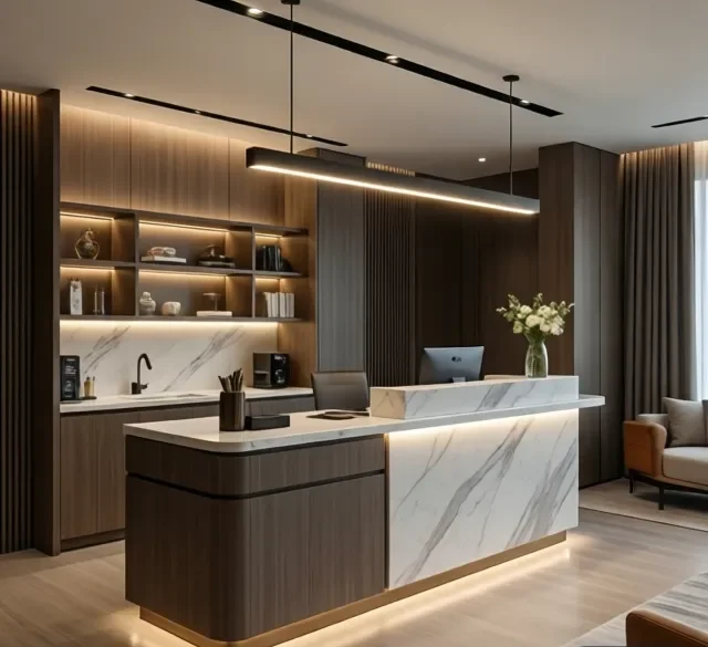 Quầy lễ tân đẹp cho khách sạn mini 9 Quay le tan dep cho khach san mini 4 e1777270161773