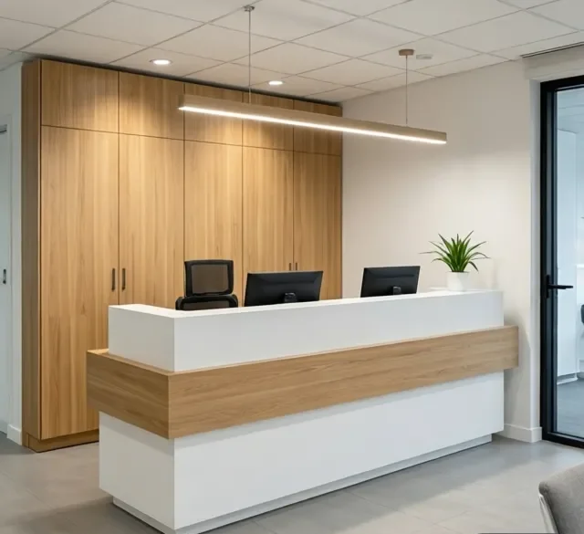 Quầy lễ tân đẹp cho văn phòng nhỏ 9 Quay le tan dep cho van phong nho 4 e1777271039964