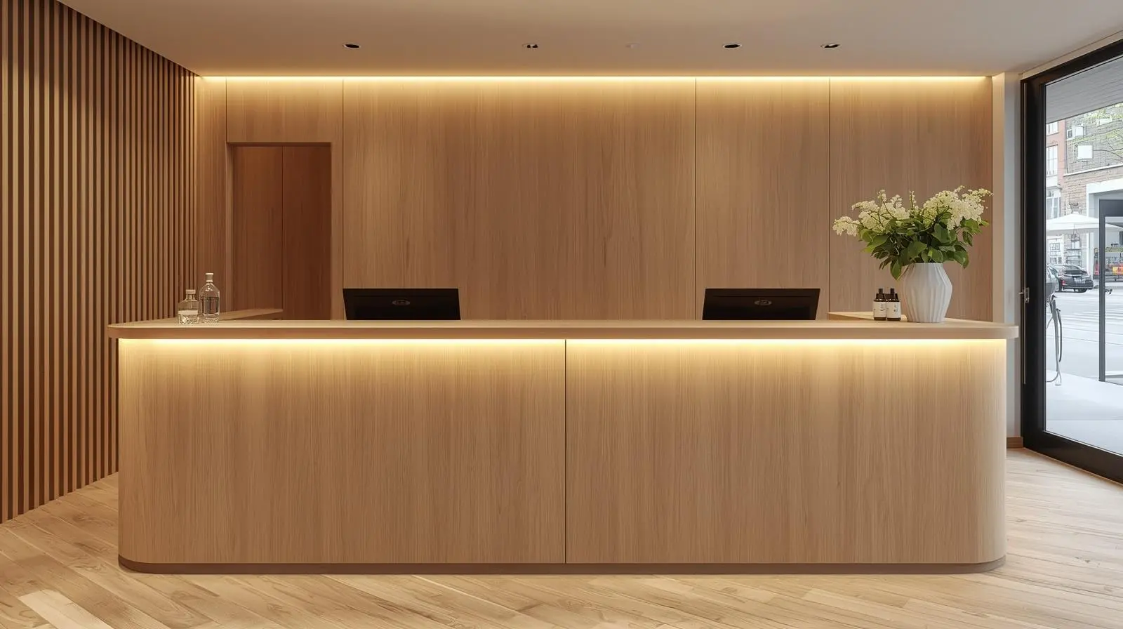 Quầy lễ tân giá xưởng 7 Quay le tan gia xuong 2