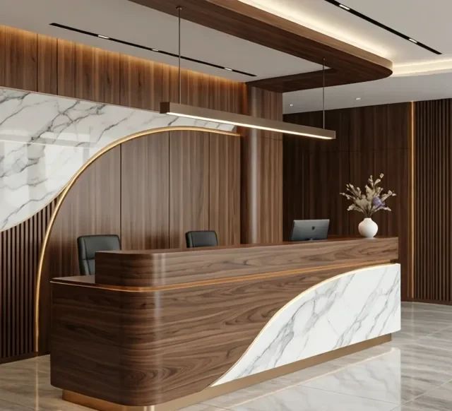 Quầy lễ tân nhỏ cho không gian hẹp 6 Quay le tan nho cho khong gian hep 1 e1777356875661