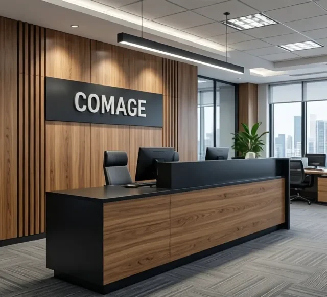 Quầy lễ tân nhỏ gọn tiết kiệm diện tích 7 Quay le tan nho gon tiet kiem dien tich 2 e1777276641276