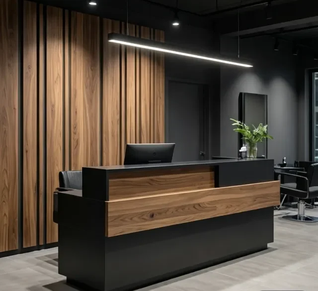 Quầy lễ tân salon tóc đẹp 6 Quay le tan salon toc dep 1 e1777265231695