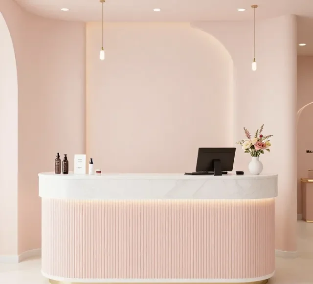 Quầy lễ tân salon tóc đẹp 9 Quay le tan salon toc dep 4 e1777265324712