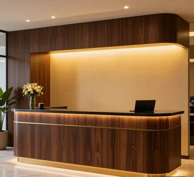 Quầy lễ tân sang trọng hiện đại 6 Quay le tan sang trong hien dai 1 e1777337979405