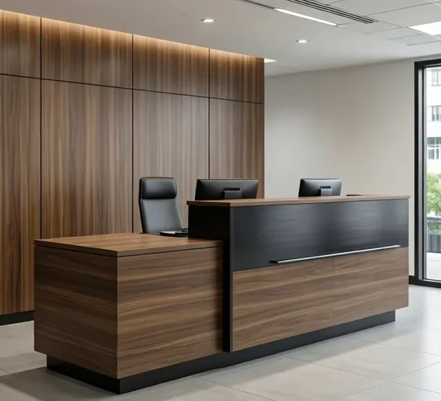 Quầy lễ tân sang trọng hiện đại 9 Quay le tan sang trong hien dai 4 e1777338102190