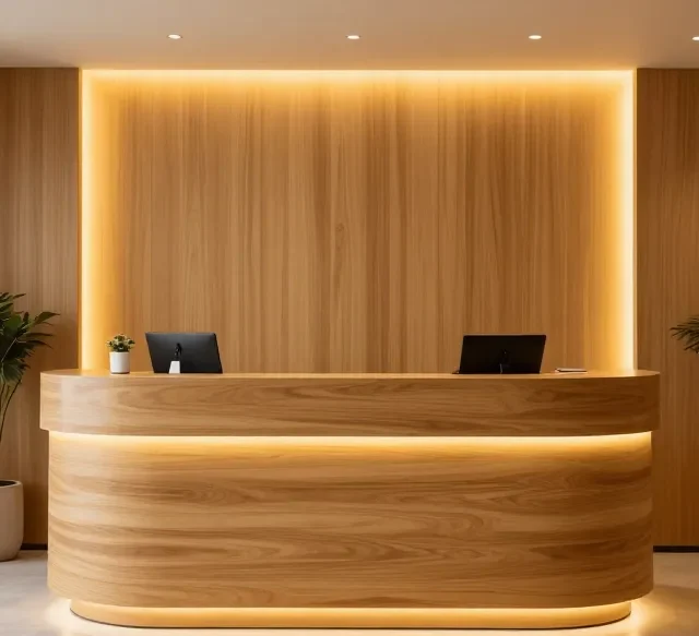 Quầy lễ tân sang trọng hiện đại 10 Quay le tan sang trong hien dai 5 e1777338138457