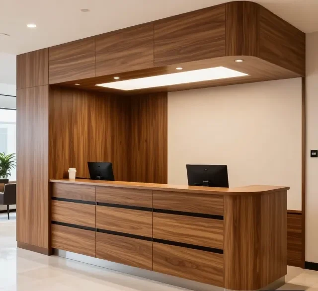 Quầy lễ tân tiết kiệm diện tích 6 Quay le tan tiet kiem dien tich 1 e1777356549813