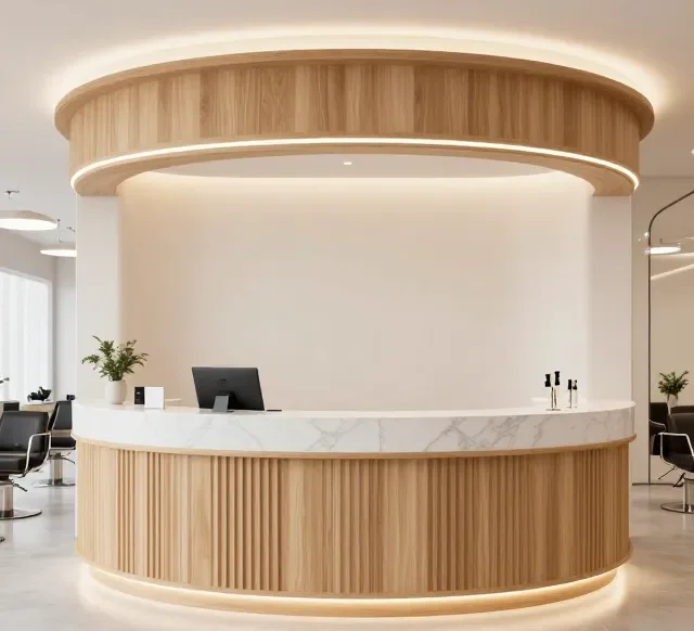 Quầy lễ tân tối giản đẹp 7 Quay le tan toi gian dep 3 e1777339870369