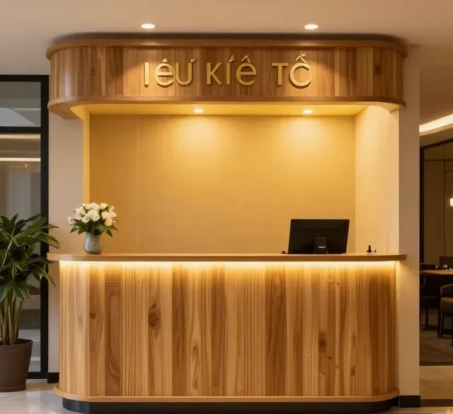Quầy lễ tân tối giản đẹp 8 Quay le tan toi gian dep 5 e1777340077532