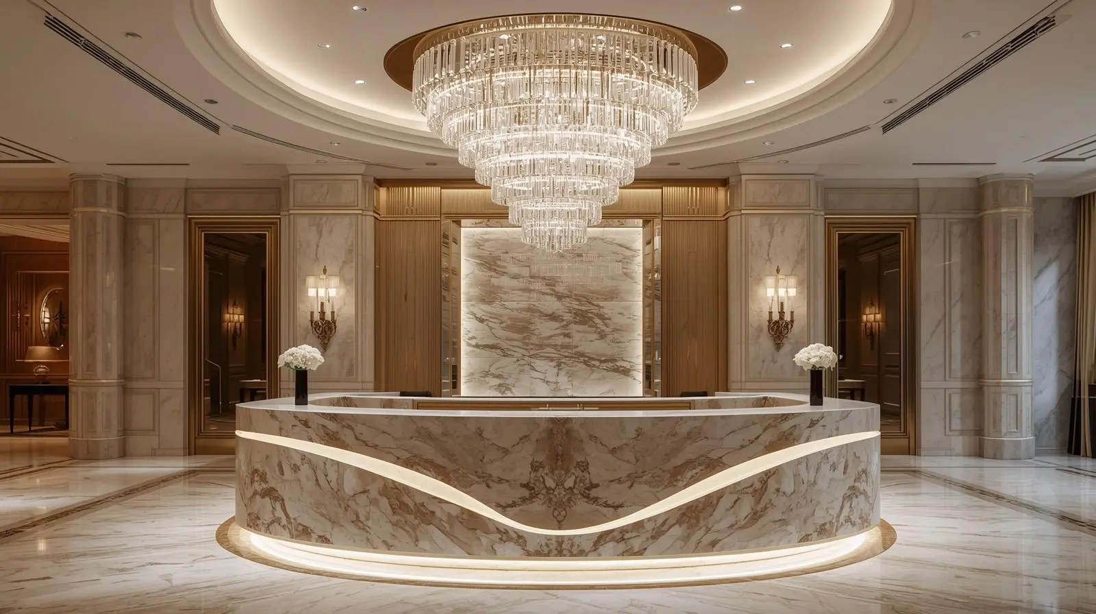 Thi công quầy lễ tân cao cấp 8 Thi cong quay le tan cao cap 3