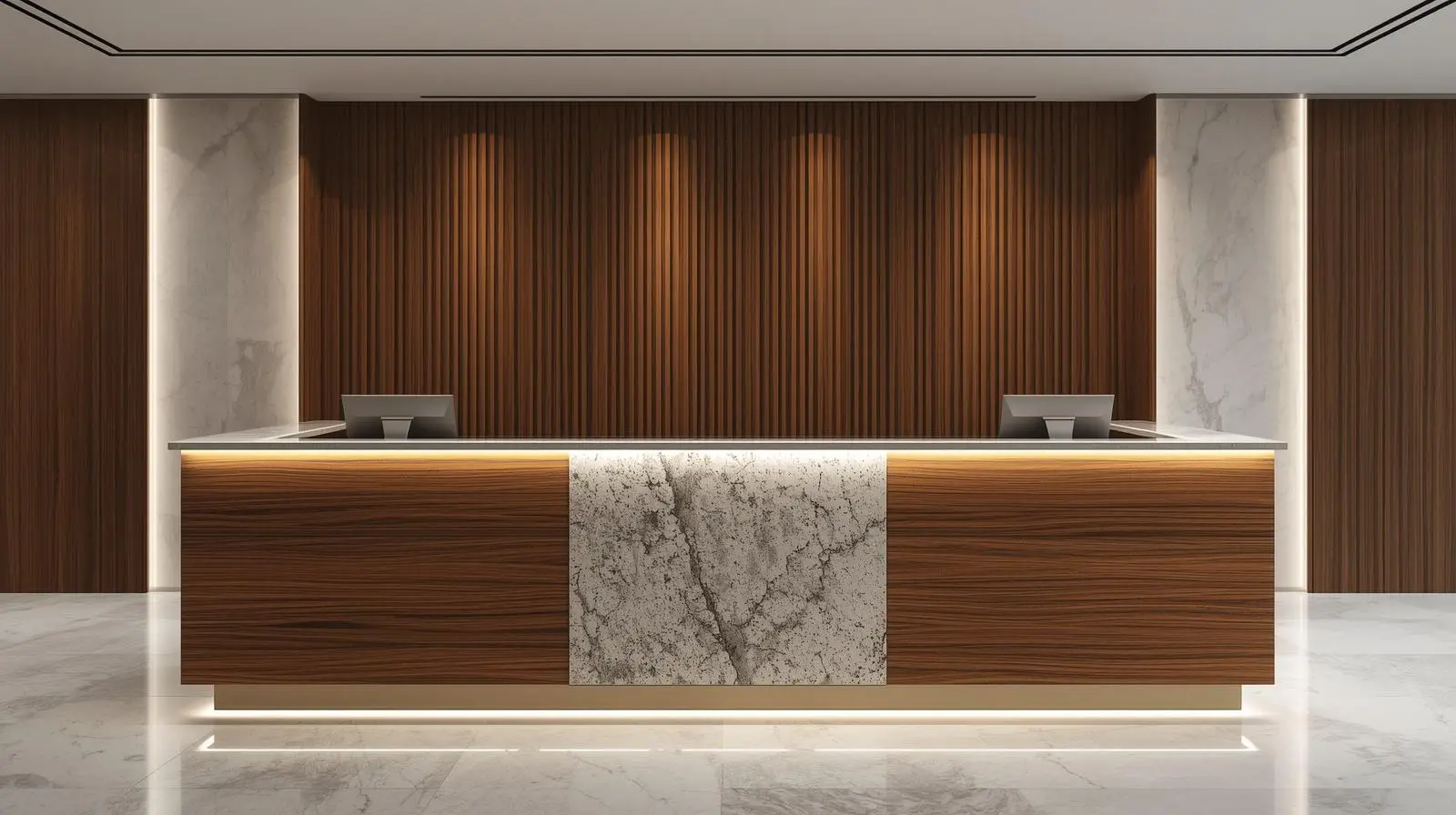 Thi công quầy lễ tân giá rẻ 6 Thi cong quay le tan gia re 1