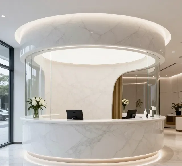 Thi công quầy lễ tân nhanh giá rẻ 9 Thi cong quay le tan nhanh gia re 4 e1777274145675