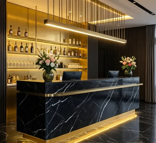 Thi công quầy lễ tân trọn gói giá tốt 6 Thi cong quay le tan tron goi gia tot 1 e1777277787675