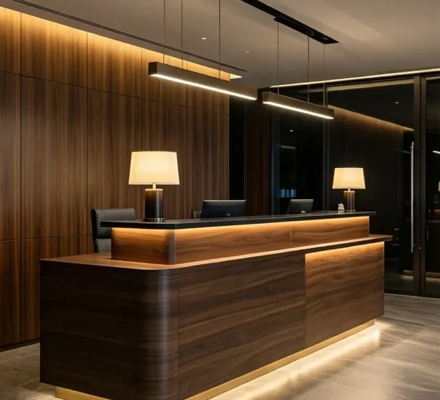 Thiết kế quầy lễ tân chuyên nghiệp 6 Thiet ke quay le tan chuyen nghiep 1 e1777279716777