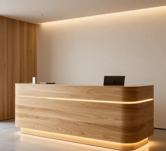 Thiết kế quầy lễ tân chuyên nghiệp 7 Thiet ke quay le tan chuyen nghiep 2 e1777279772706