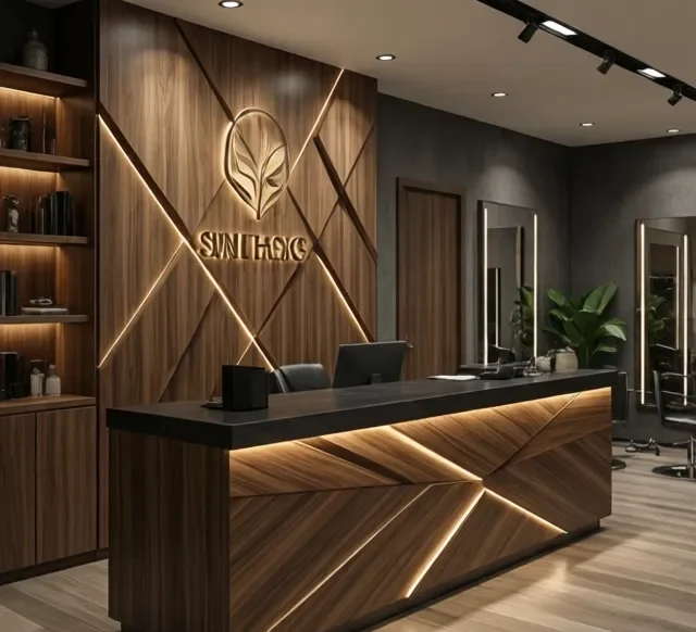 Xu hướng quầy lễ tân hiện đại 8 Xu huong quay le tan hien dai 3 e1777340765533