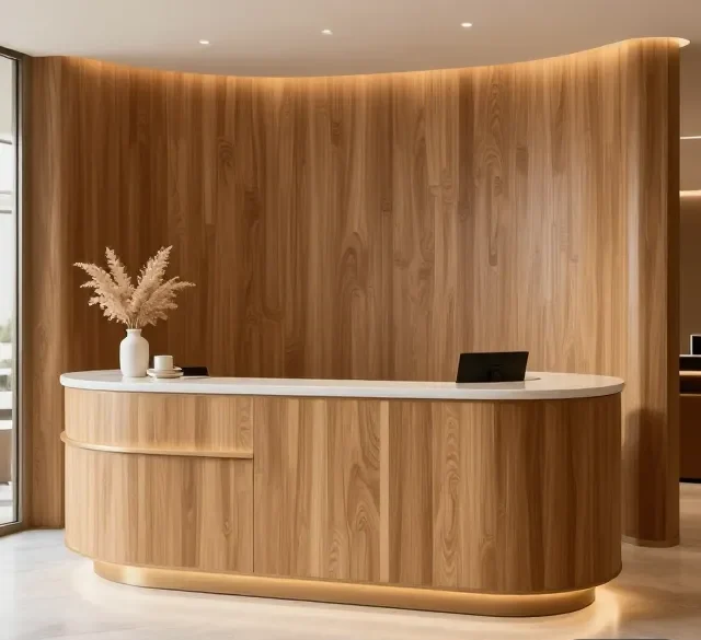 Xu hướng quầy lễ tân hiện đại 10 Xu huong quay le tan hien dai 5 e1777341023871