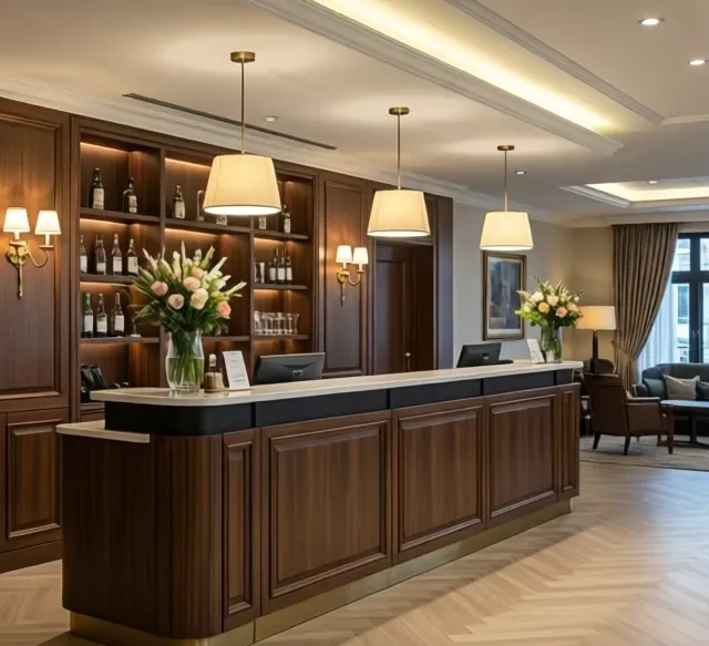 Xưởng sản xuất quầy lễ tân tphcm 6 Xuong san xuat quay le tan tphcm 1 e1777273512202