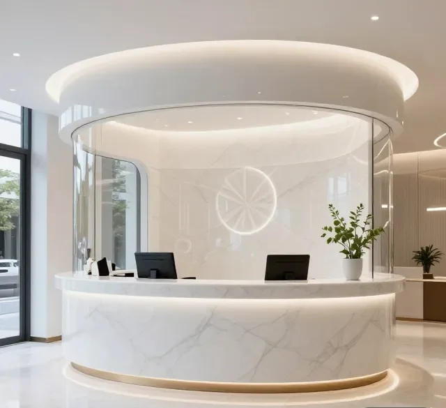 Xưởng sản xuất quầy lễ tân tphcm 7 Xuong san xuat quay le tan tphcm 2 e1777273576292