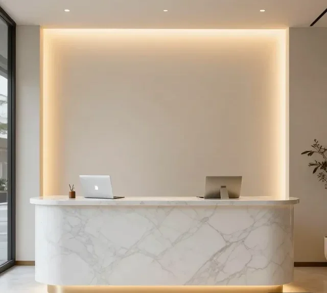 Xưởng sản xuất quầy lễ tân tphcm 10 Xuong san xuat quay le tan tphcm 5 e1777273821262