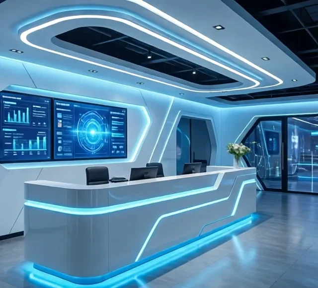 Xưởng thi công quầy lễ tân uy tín 9 Xuong thi cong quay le tan uy tin 4 e1777277595168