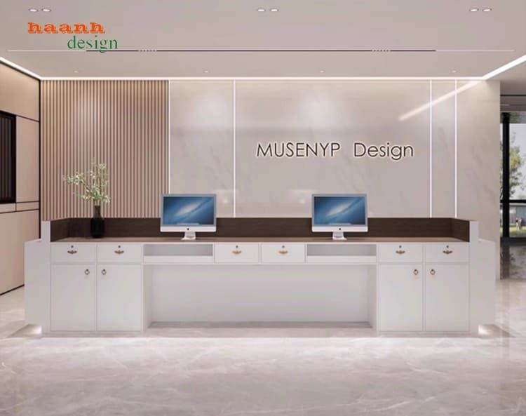 Mẫu quầy lễ tân đẹp hiện đại 2025 6 Quầy lễ tân văn phòng