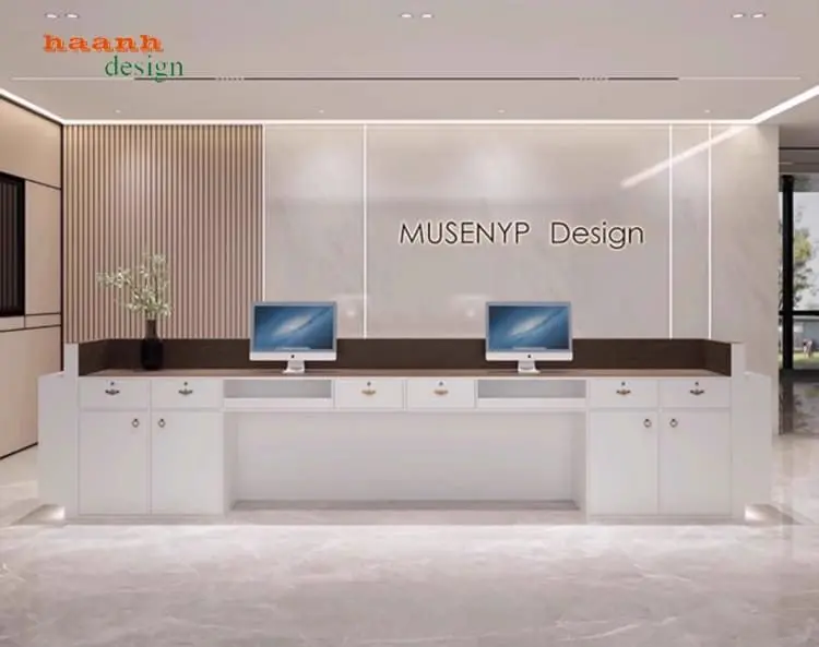 Mẫu quầy lễ tân đẹp hiện đại 2025 6 Quầy lễ tân văn phòng