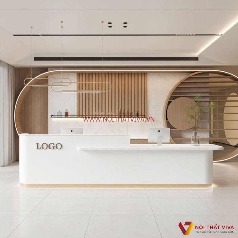 Quầy Lễ Tân Bền Đẹp 10 Quầy lễ tân màu trắng tinh tế