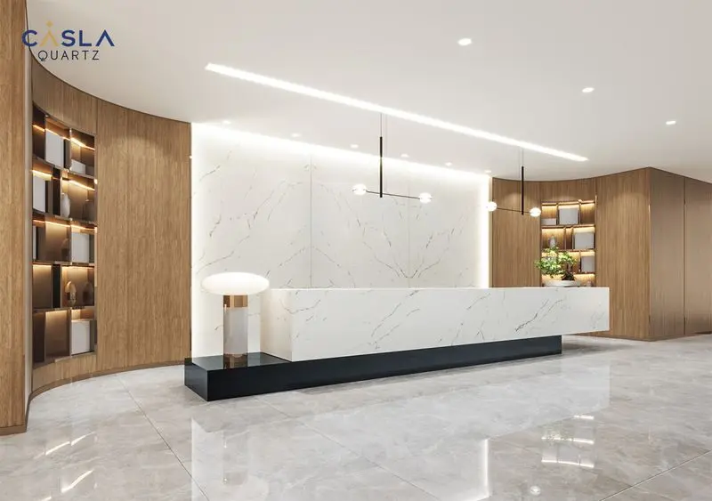 Quầy lễ tân đá nhân tạo đẹp 6 bàn họp đá nhân tạo Solid Surface