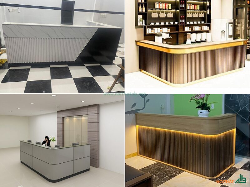 Thi Công Quầy Lễ Tân Chữ L 6 Mẫu quầy lễ tân chữ L tối giản