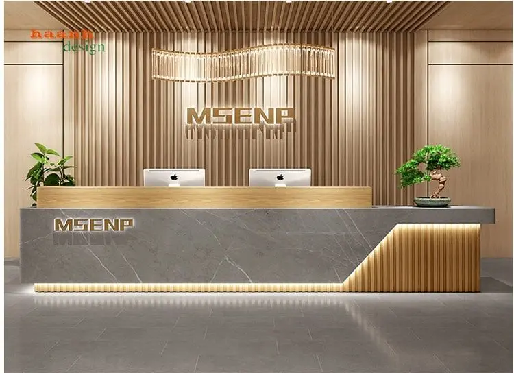 Mẫu quầy lễ tân đẹp hiện đại 8 quầy lết tân văn phòng đẹp hiện đại