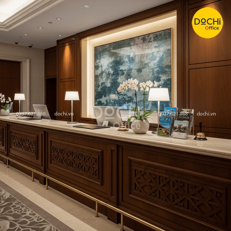 Quầy lễ tân đá phong cách luxury 7 nội thất văn phòng hiện đại